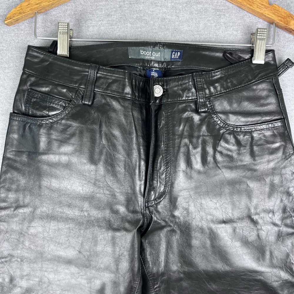 Gap Womens Black Genuine Leather Bootcut Pants Mid Rise 5 Pocket Size 4